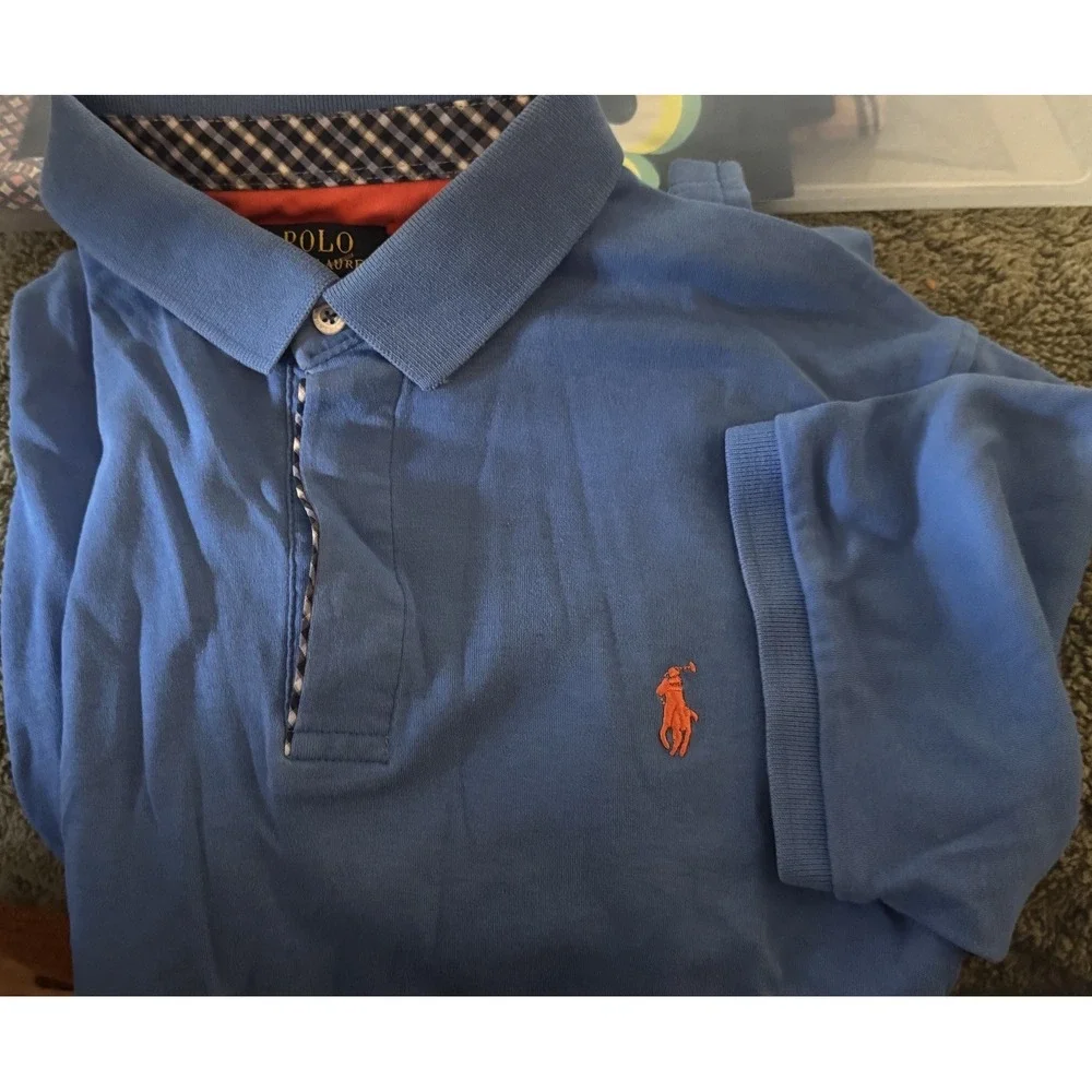 Polo Ralph Lauren Shirt Mens XL Short‎ Sleeve Plaid Collared Blue Preppy Pony